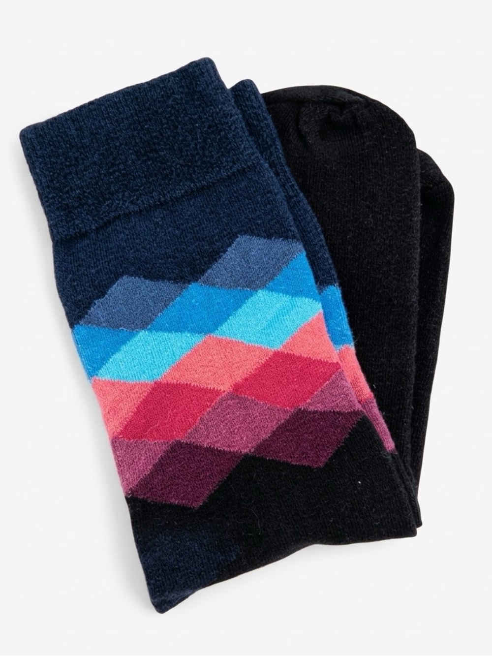Happy Socks OSFM Colorful Modern Argyle Combed Cotton Crew Socks Blue Red